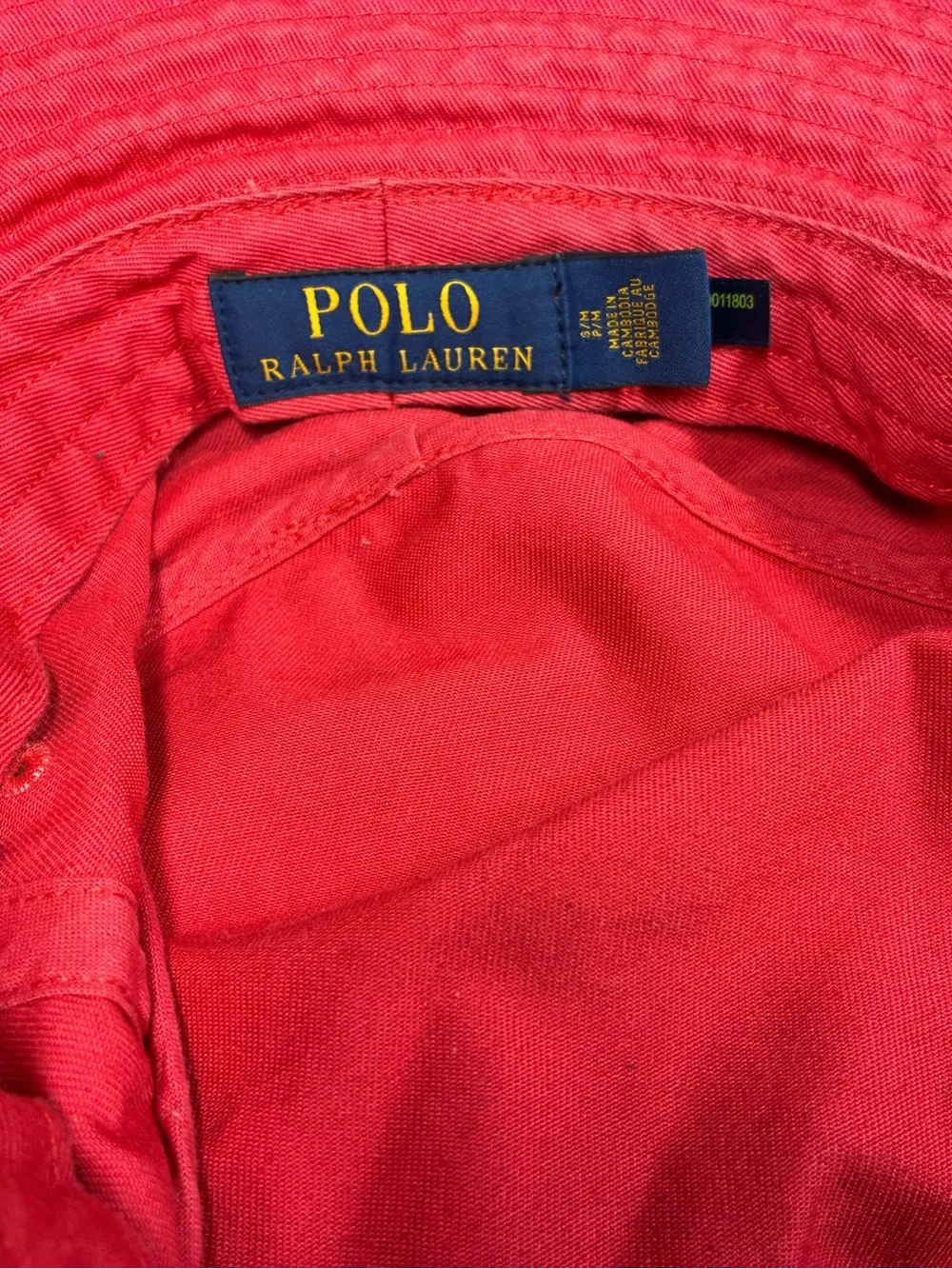 Polo by Ralph Lauren Red Bucket Hat with Navy Logo